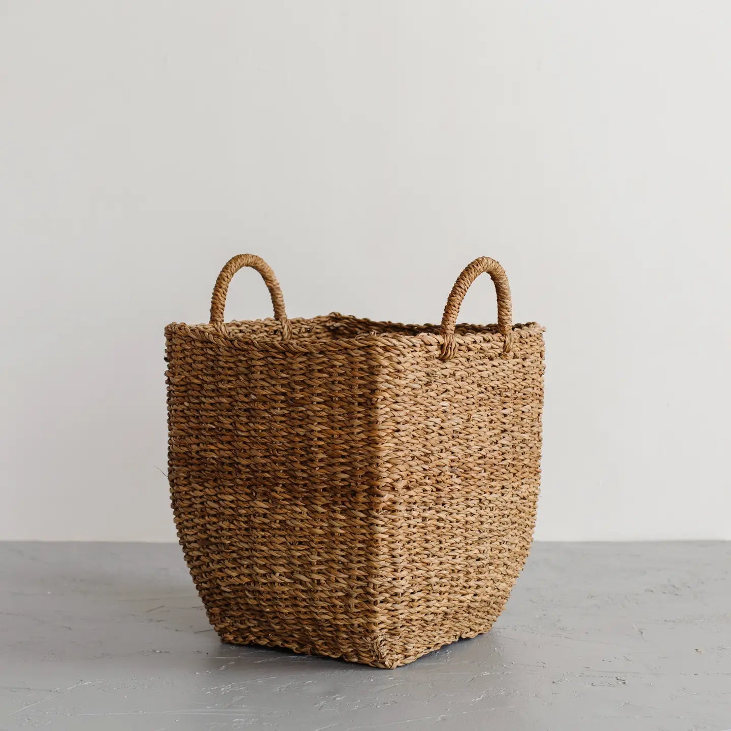 Handwoven Natural Hogla Grass Square Laundry Basket