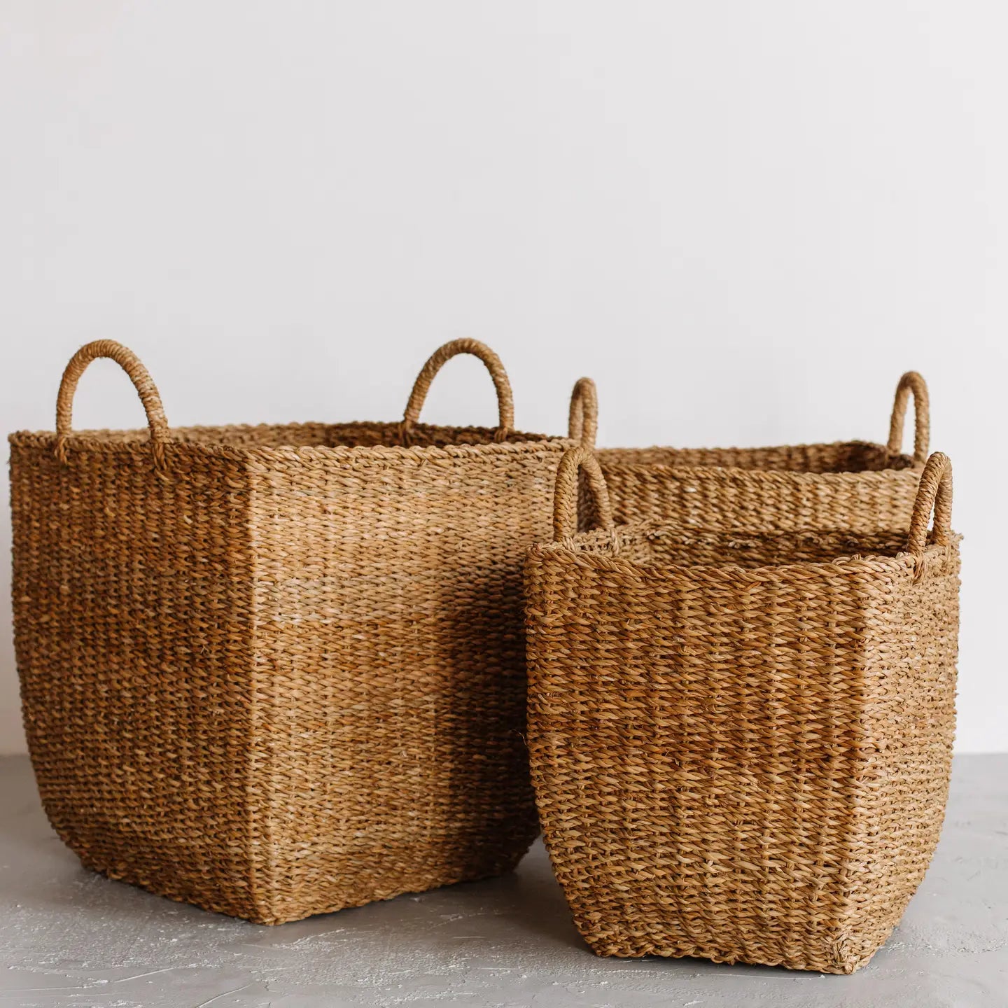 Handwoven Natural Hogla Grass Square Laundry Basket