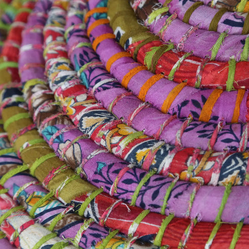 Handwoven Recycled Sari & Kaisa Grass Laundry Hamper