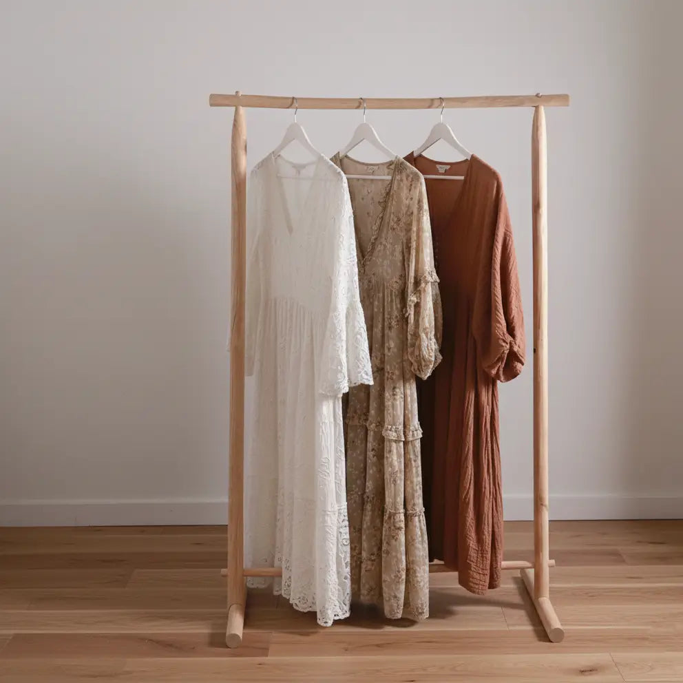 Handcrafted Natural Chestnut Standing Garment Rack