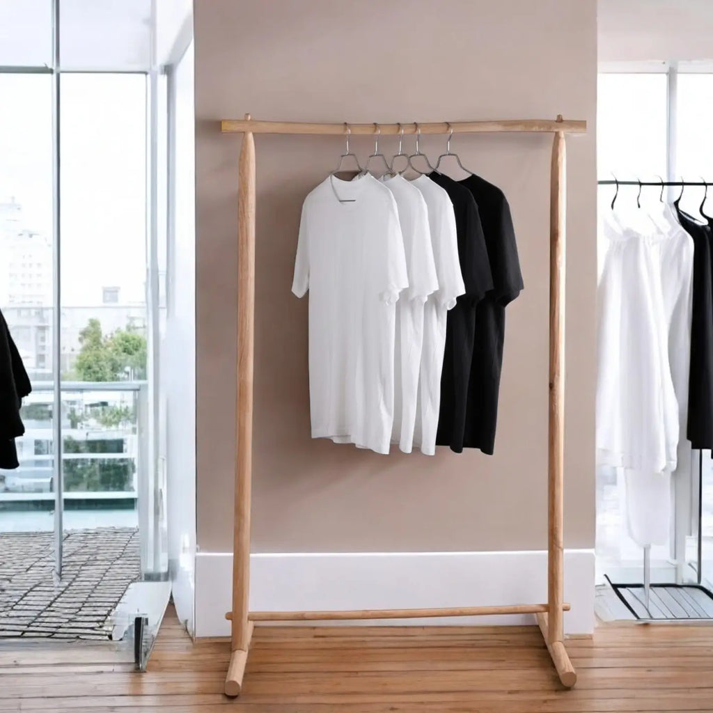 Handcrafted Natural Chestnut Standing Garment Rack