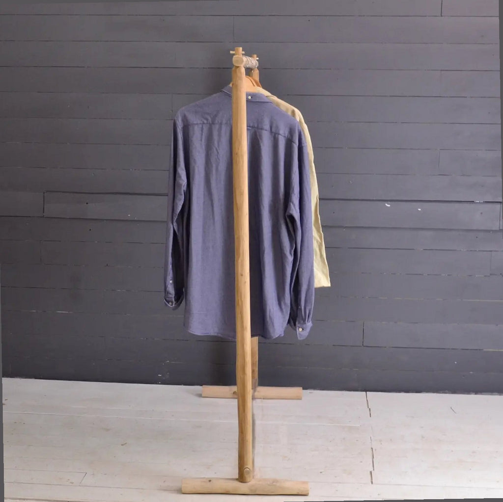 Portant à Vêtements Artisanal en Châtaignier Naturel