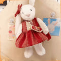 Cherry Stripe Outfit Set – Red Striped Dress, Hair Clip & Crossbody Bag (for Bashful Bunny Medium)