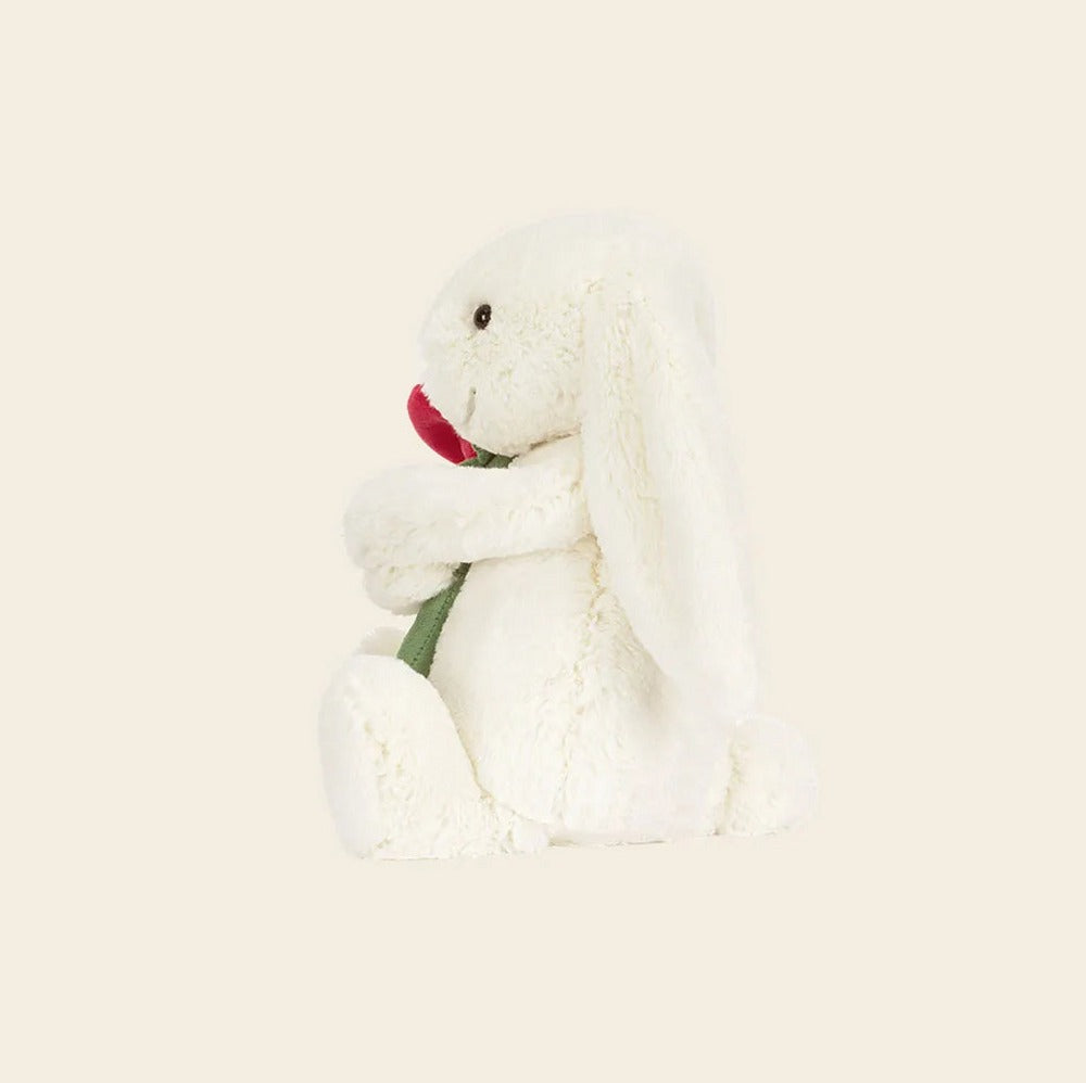 Cream Bunny with Rose