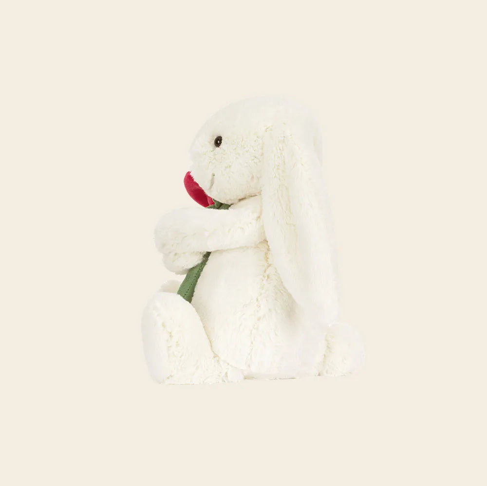 Cream Bunny with Rose