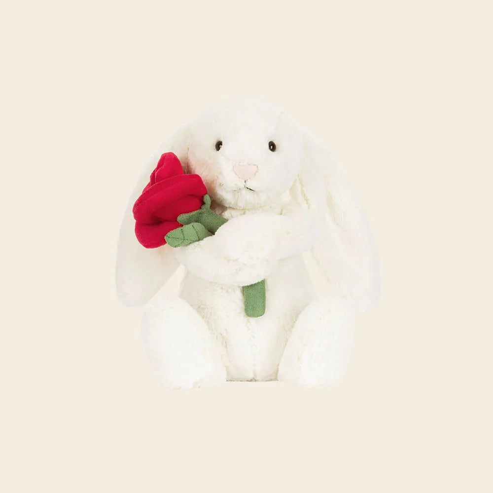 Cream Bunny with Rose