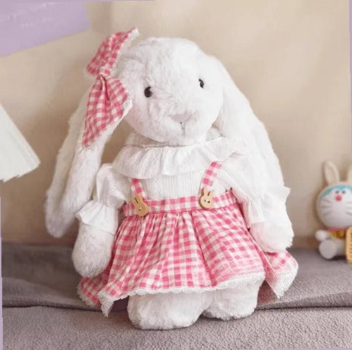 Pink Picnic Skirt Set – Gingham & Wood Button Style (for Bashful Bunny Medium)